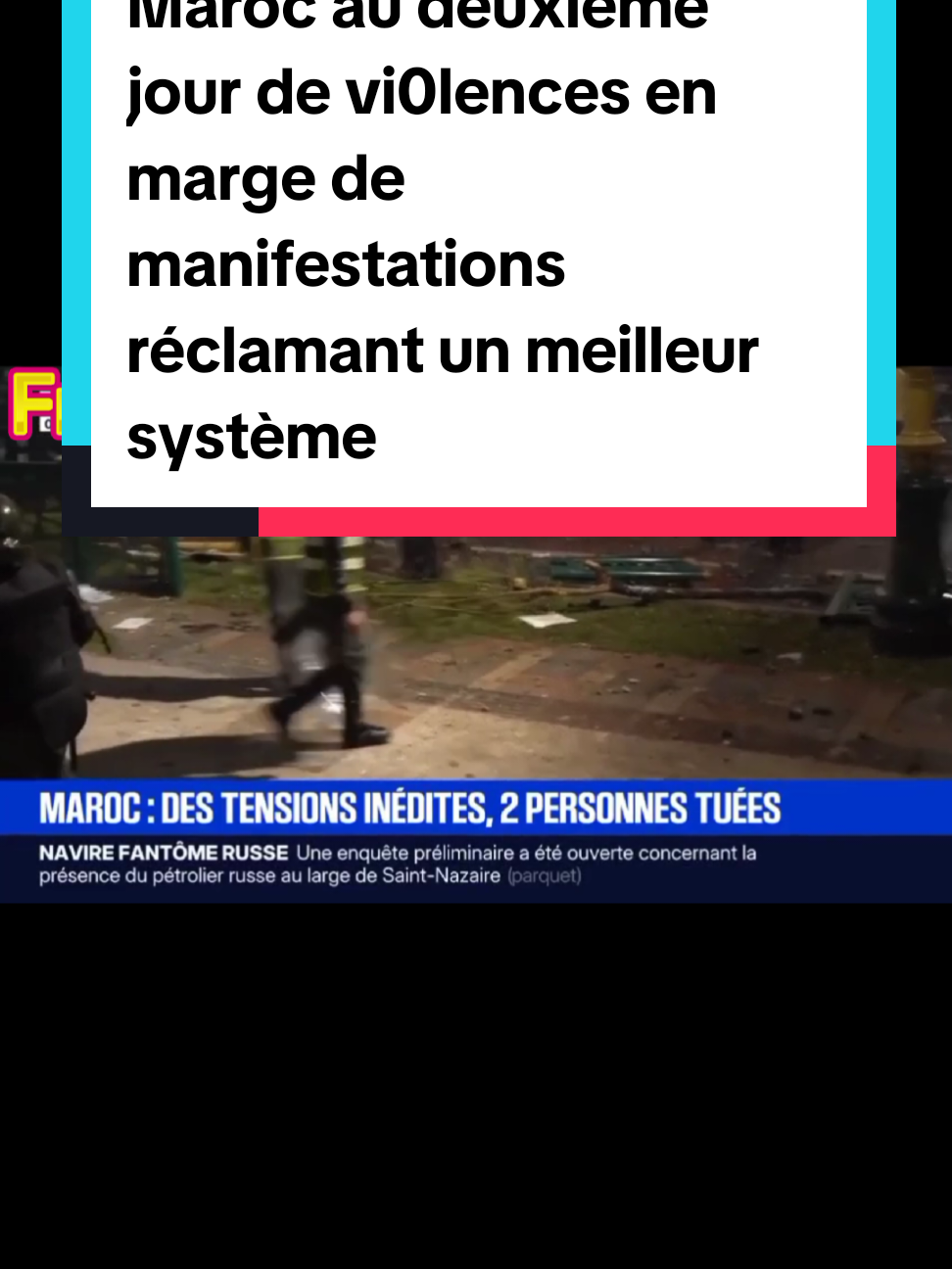 Maroc au deuxième jour de vi0lences en marge de manifestations réclamant un meilleur système éducatif et de santé.  Deux personnes ont été ab@ttues ce mercredi soir par des gendarmes alors qu'elles tentaient 