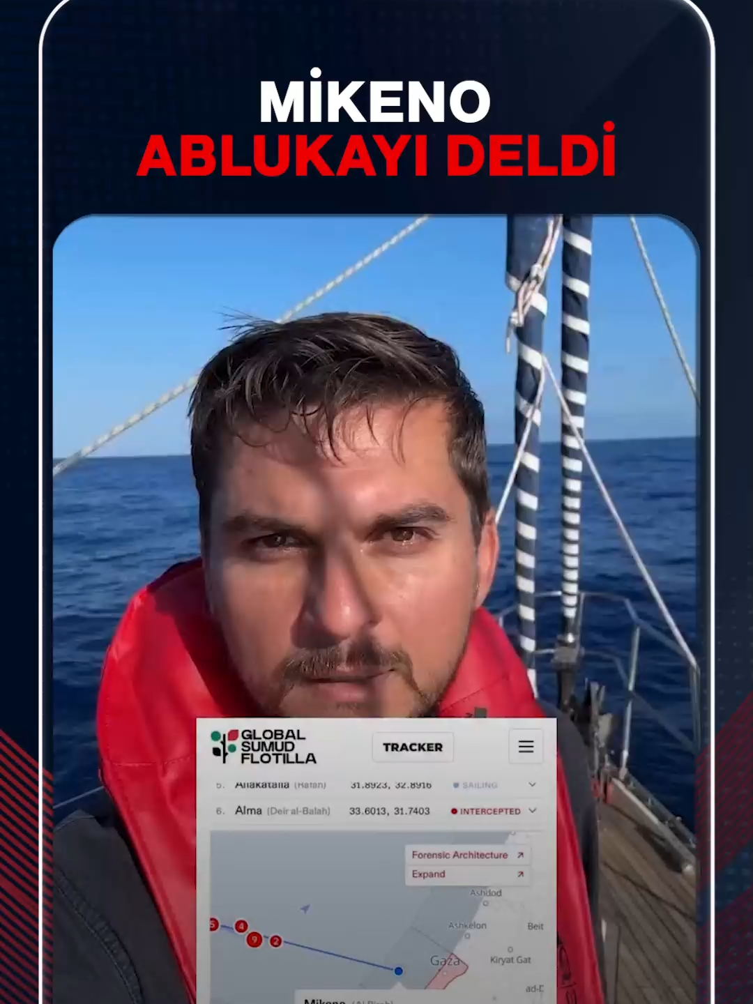 Küresel Sumud Filosu'nda yer alan Mikeno Gemisi, haydut İsrail'in delinemez dediği ablukayı deldi ve Gazze karasularına girdi. İşgalci İsrail Mikeno Gemisi'ni de ele geçirdi. #GlobalSumudFlotilla #sumudforgaza #FreePalestine