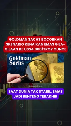 🔥💣 Emas Siap Meledak! 💰✨ Goldman Sachs memprediksi harga emas akan menembus US$4.000/troy ounce pada pertengahan 2026! 🏦💎  Lonjakan ini didorong oleh gelombang besar pembelian dari bank sentral dan investor global yang kini berebut menimbun emas demi perlindungan dari inflasi dan krisis. 🌍🔥 Saat saham goyah dan dolar mulai diragukan, hanya emas yang berdiri kokoh. 🚀 Apakah kita akan menyaksikan krisis keuangan besar-besaran yang membuat harga emas melesat melebihi US$4.000/troy ounce? 💣 ‼️Disclaimer : Postingan ini hanya bertujuan untuk edukasi, Bukan ajakan membeli atau menjual aset ___________ #Emas #GoldUpdate #InvestasiEmas #HargaEmas #PrediksiEmas #GoldRush #GoldmanSachs #BeritaEkonomi #TrenInvestasi #infoterkini #trending #explorepage #tiktoktrend #foryoupage #fyp #Fyp #viral #post #AkademiBitorex #AkademiBitorex_Ltd