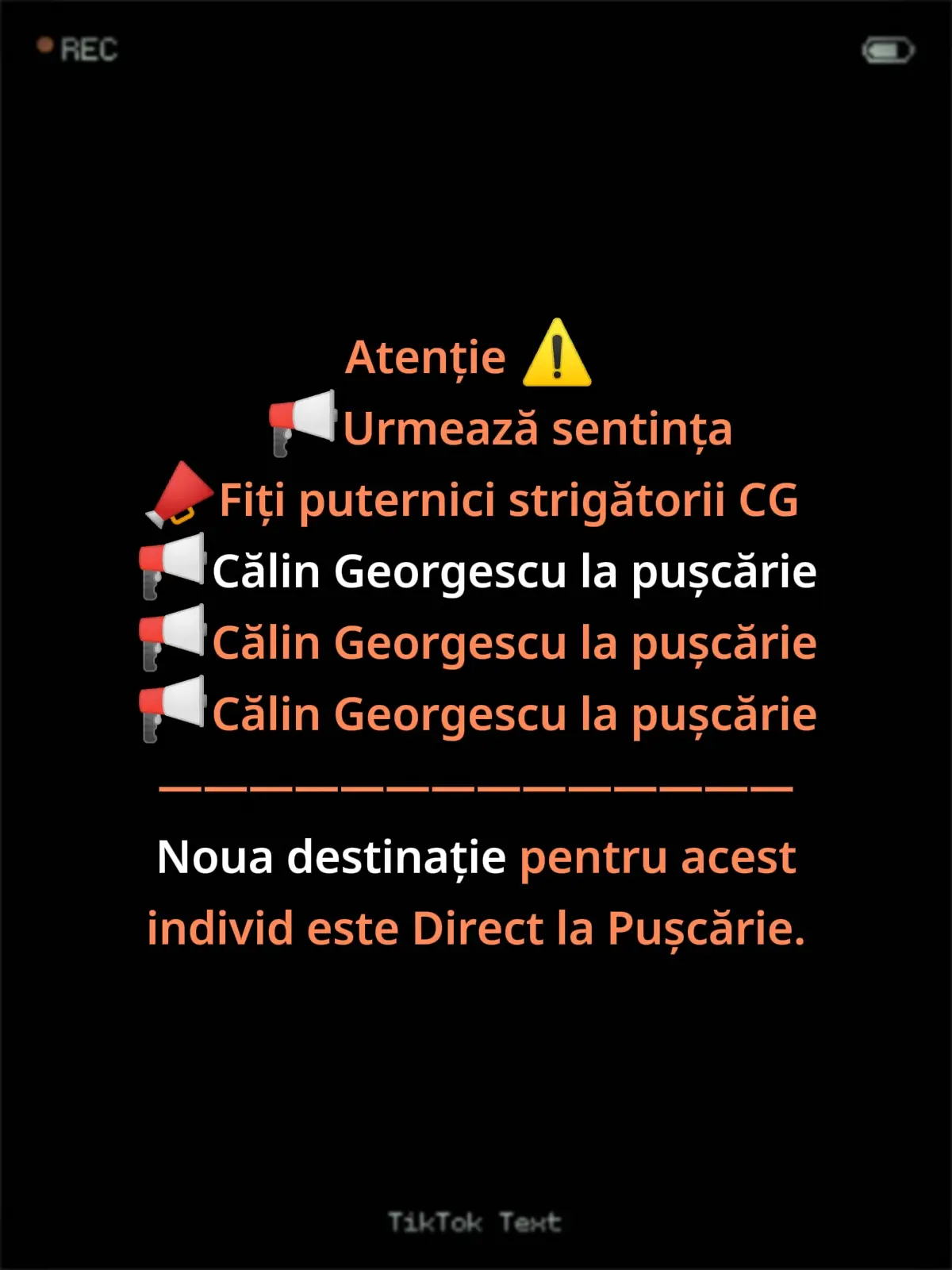 Atenție ⚠️      📢Urmează sentința 📣Fiți puternici strigătorii CG  📢Călin Georgescu la pușcărie 📢Călin Georgescu la pușcărie 📢Călin Georgescu la pușcărie  Noua destinație pentru acest individ este Direct la Pușcărie. #fyp #follow #following #on #live @calin.georgescu.real @călin.georgescu.real @GEORGE SIMION @fyp @TikTok Romania @Romania @USR 