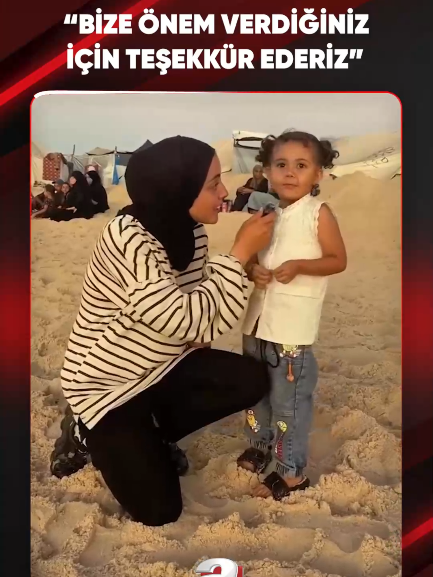 Minik Selma, #Gazze sahilinde beklediği #Sumud kahramanlarına seslendi: Bizi sevip, önem verdiğiniz için teşekkür ederim. #GlobalSumudFlotilla #Palestine #children #Gaza