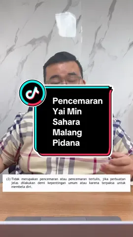 Yai Min dilaporkan oleh tetangganya bernama Sahara atas dugaan tindak pidana pencemaran dan fitnah. Padahal dia yang menyebarkan video tiktok dengan tuduhan pelecehan dan membawa mahasiswanya untuk menutupi dugaan pelecehan. Tapi kog sahara justru tidak melaporkan dugaan tindak pidana pelecehannya? Yai Min harus maju dan sudah benar mengambil langkah hukum karena tindakan Yai Min itu dalam rangka pembelaan diri sehingga bukan pencemaran! Walikota Malang sudah tidak udah terlibat karena sudah ada laporan polisi apalagi sudah membiarkan pengusiran atas dasar kesepakatan rt, rw dan beberapa warga tanpa pembuktian atas tuduhan. #SKYLawFirm #yaimin #sahara #malang #pidana @SKY Law Firm 