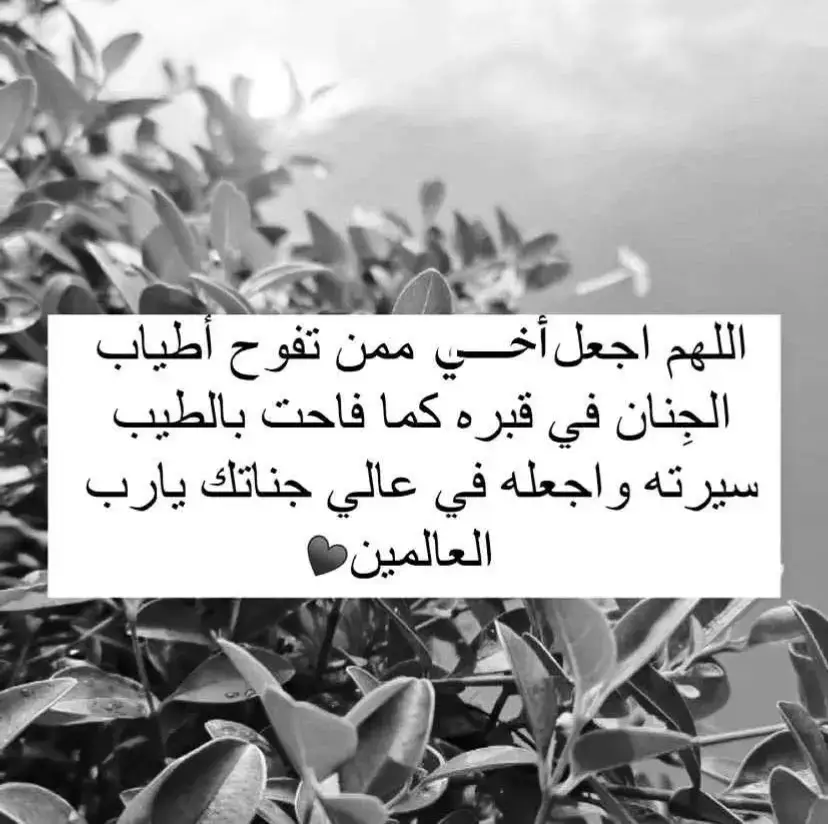 اللهم اِجعل أخــي من الذين سعدوا في الجنة يأكلون من نعيم الجنة اللهم جازه عن إحسانه لنا أضعافاً مضاعفة اللهم اِجعله أمن مطمئن في قبره يارب العالمين