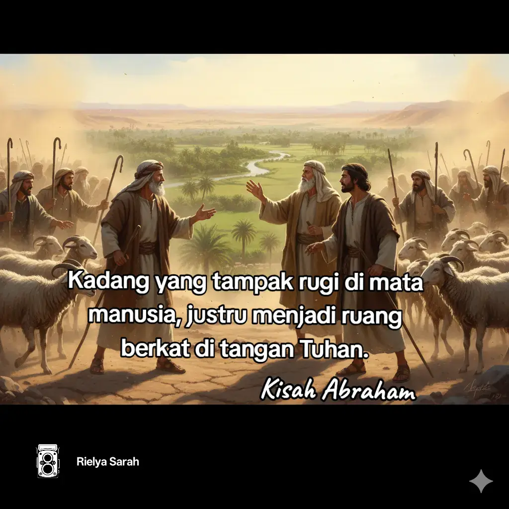 Ketika para gembala Lot dan gembala Abraham bertengkar, Abraham segera turun tangan.  Ia berkata, “Janganlah kiranya ada perkelahian antara aku dan engkau… sebab kita ini kerabat” (Kej. 13:8).  Alih-alih menuntut haknya, Abraham memilih mengalah.  Ia membiarkan Lot memilih lebih dulu, meskipun sebagai yang lebih tua, ia berhak menentukan bagian.  Lot tentu mengambil tanah yang subur, sedangkan Abraham menerima sisanya. Namun justru di tanah yang “biasa saja” itu, Tuhan meneguhkan janji-Nya dan memberkati Abraham berlipat ganda. Jarang disorot bahwa tindakan Abraham adalah wujud kedewasaan iman, ia menaruh damai di atas ambisi.   Ia percaya berkat tidak ditentukan oleh lokasi atau keuntungan, melainkan oleh tangan Tuhan. Damai lebih berharga daripada kemenangan dalam perebutan. Di dunia kita sekarang,  pertengkaran sering muncul karena perebutan hak: warisan, bisnis, pekerjaan, bahkan di keluarga atau gereja.  Banyak orang rela retak hubungan demi mendapatkan bagian yang lebih besar.  Kita sering lupa bahwa konflik bukan soal siapa yang benar atau lebih berhak, tetapi siapa yang cukup rendah hati untuk memilih damai. Abraham mengajarkan bahwa mengalah bukan berarti kalah.  Melepaskan bukan berarti rugi.  Justru ketika kita berani menyerahkan hak kita demi damai, Tuhan sendiri yang menjadi pembela dan pemberi berkat. Untuk kita hari ini, Apakah kita rela menurunkan ego demi damai? Apakah kita percaya bahwa berkat sejati datang dari Tuhan, bukan dari usaha kita merebut bagian? Mungkin hari ini kita dipanggil untuk menjadi peacemaker, seperti Abraham. #damaiituindah #berkattuhan #renunganhariankristen #firmantuhan #akuinginberdampak 