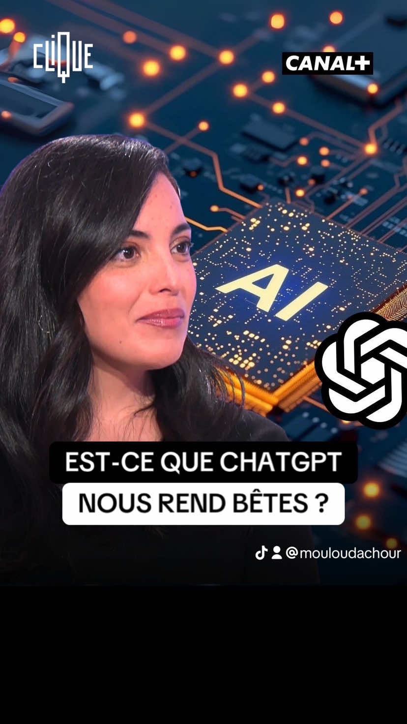Pensez-vous que ChatGPT nous rend bêtes ?  Asma Mhalla, spécialiste en géopolitique du numérique exprime son point de vue. #intelligenceartificielle #cyberpunk #ChatGPT #IA #clique 