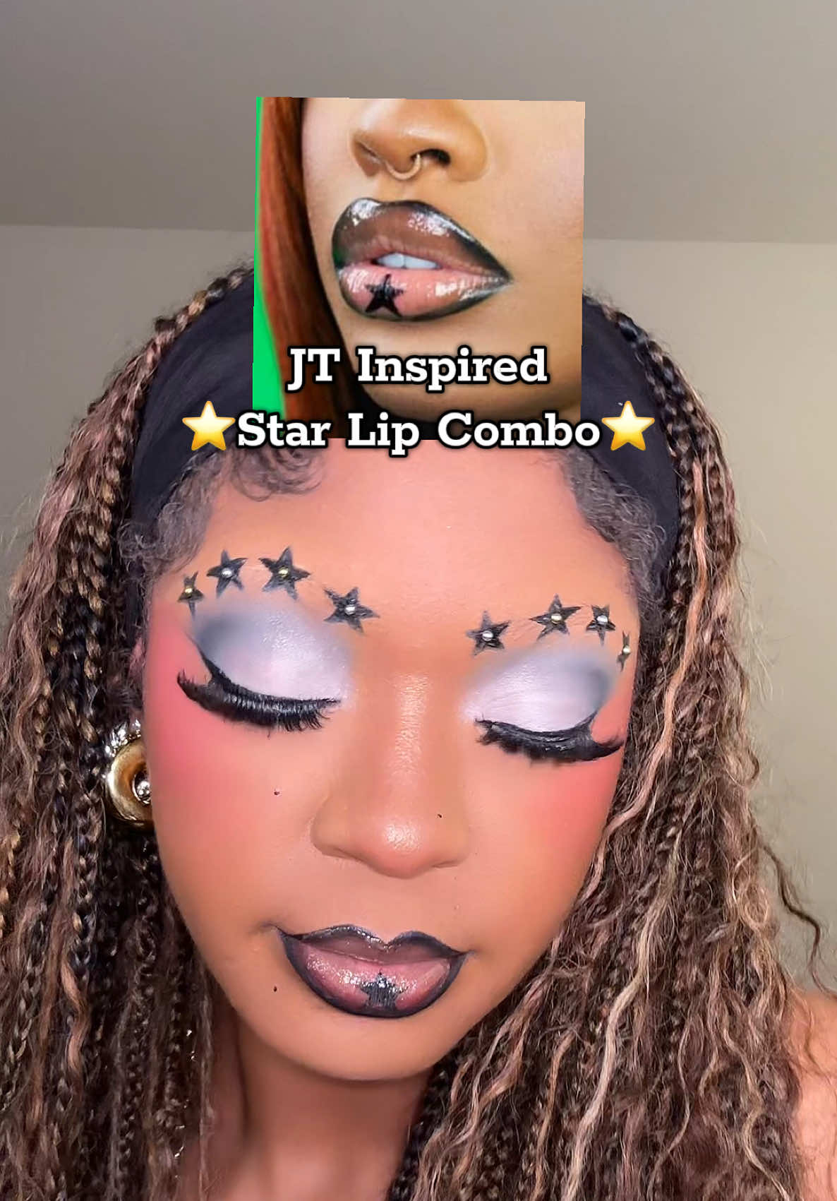 JT inspired ⭐️ lip combo  #lipcombo #makeuptutorial #makeupforblackwomen #starmakeup #atlmua 