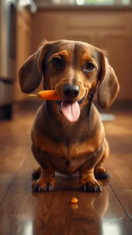 Healthy snack? This dachshund makes carrot time look hilarious 🐶🥕😂   #doggo #carrot #funnydog #pets #cutedog 