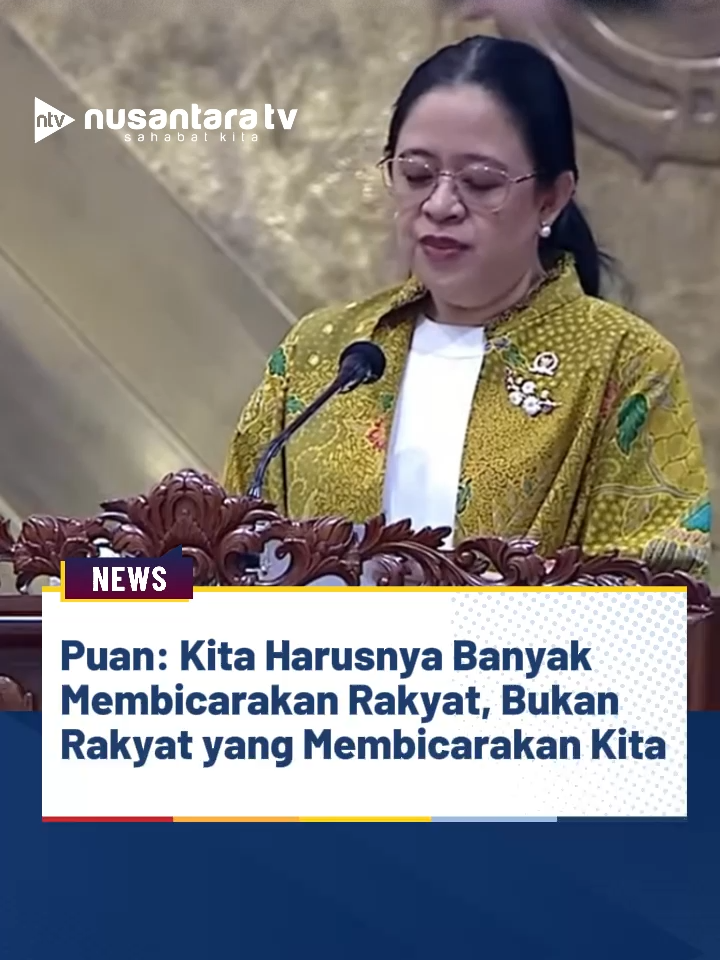 Ketua DPR Puan Maharani menekankan bahwa sebagai wakil rakyat, anggota dewan wajib lebih sibuk membicarakan permasalahan rakyat dan menyediakan waktu, tenaga, serta mengorbankan kepentingan pribadi demi menjalankan tugas.  Pernyataan ini disampaikan Puan saat Rapat Paripurna Khusus dalam rangka Penyampaian Laporan Kinerja DPR RI Tahun Sidang 2024-2025 (2/10).  Puan juga mengingatkan bahwa kebijakan negara yang diambil oleh anggota dewan hari ini akan menentukan masa depan bangsa dan negara, serta meminta seluruh anggota dewan untuk mendengarkan kritik rakyat, baik yang disampaikan secara halus, keras, maupun kasar.   --------------------------- (NRF) #Puan #DPR #wakilrakyat #Nusantaratv #nusantaratvsahabatkita