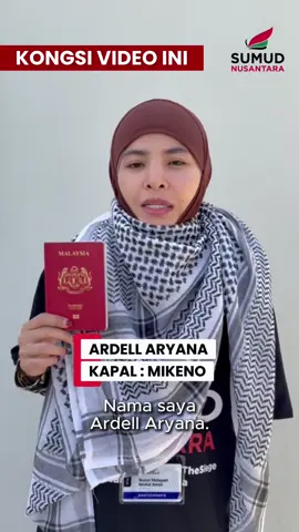 🚨SOS MESEJ DELEGASI KAPAL MIKENO🚨 Sebarkan video ini seluasnya! Kerana jika kalian menonton video ini, bermakna seorang delegasi Malaysia di Mikeno iaitu : ﻿﻿﻿1. Nurul Hidayah (Ardell Aryana) sudah ditahan secara tidak sah oleh rejim Israel di perairan antarabangsa. حسبنا الله ونعم الوكيل  No More Silence. No More Siege. #NusantaraForGaza #BreakTheSiege #SumudNusantara