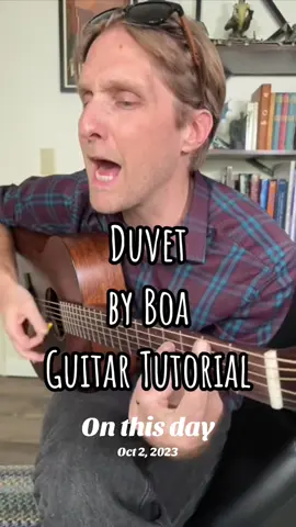 #onthisday Duvet by Boa Guitar Tutorial #guitartok #indiemusic #boa #guitarlesson 