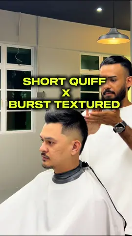 Short Quiff X Burst Textured  Book Your Slot In Advance To Get A Tailored Cut  #Penangpremiumbarber #burstfade #shortquifftextured #menshairstyle #penangbarber 