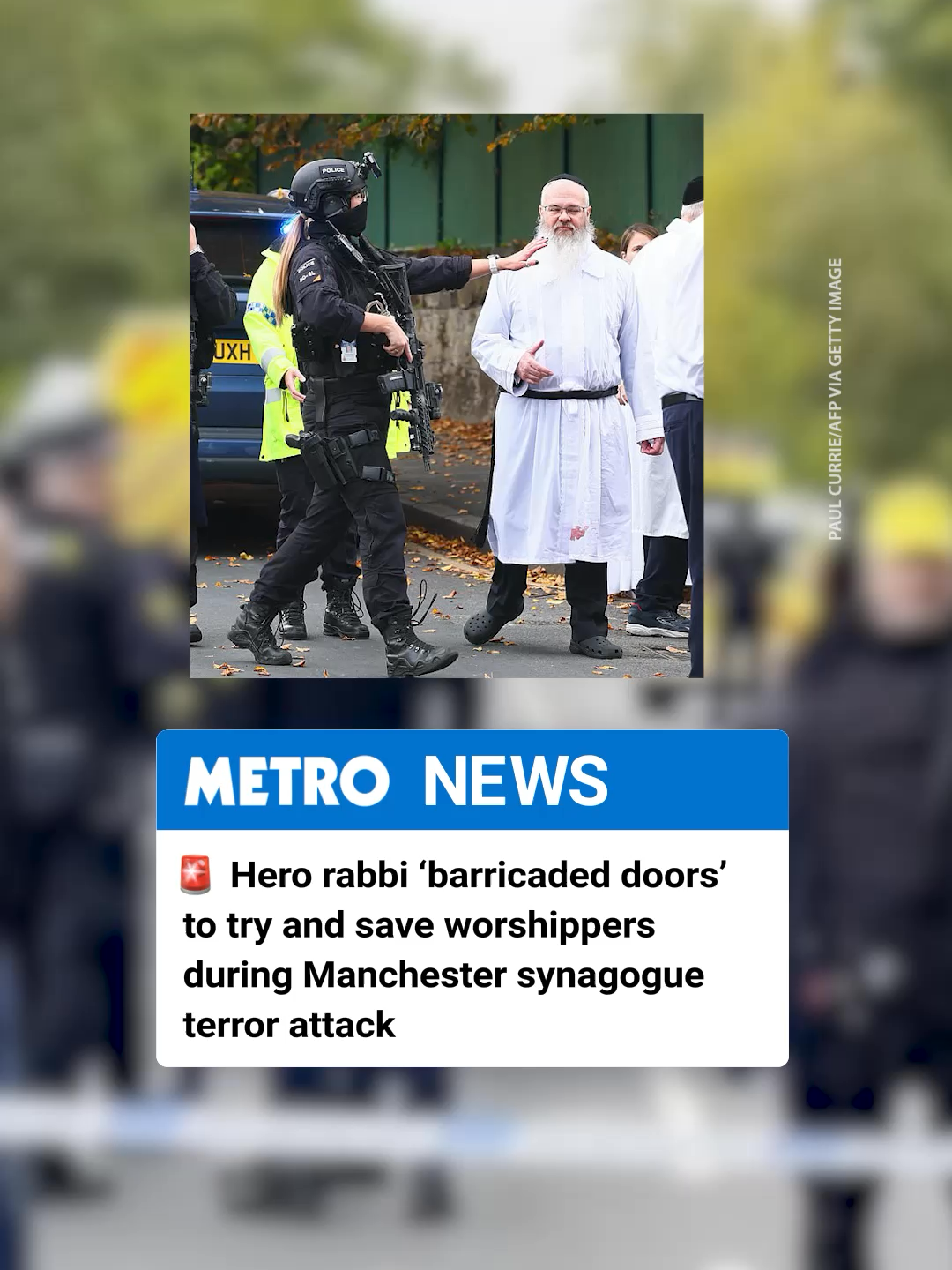 The Rabbi of the Manchester synagogue has been named as a hero after trying desperately to save worshippers during the terrifying attack, residents have said. Rabbi Daniel Walker, who has been leading the synagogue since 2008, shut the doors of Heaton Park Hebrew Congregation Synagogue to stop the unnamed knifeman from getting inside the building. Greater Manchester Police have confirmed the suspect was shot dead by firearms officers shortly afterwards. Two people have died and three remain seriously injured. #breakingnews #synagogue #manchester