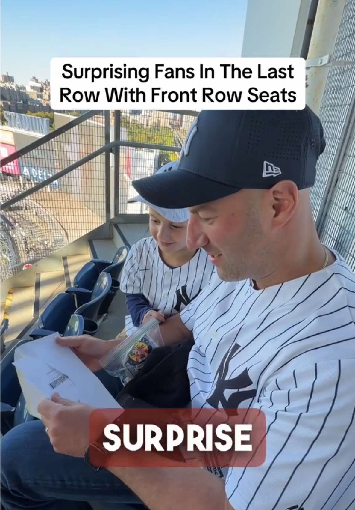 @Omar Raja surprised these fans in the last row with tickets behind home plate because they are subscribed to ESPN 🔥 #MLB #yankees #surprise 