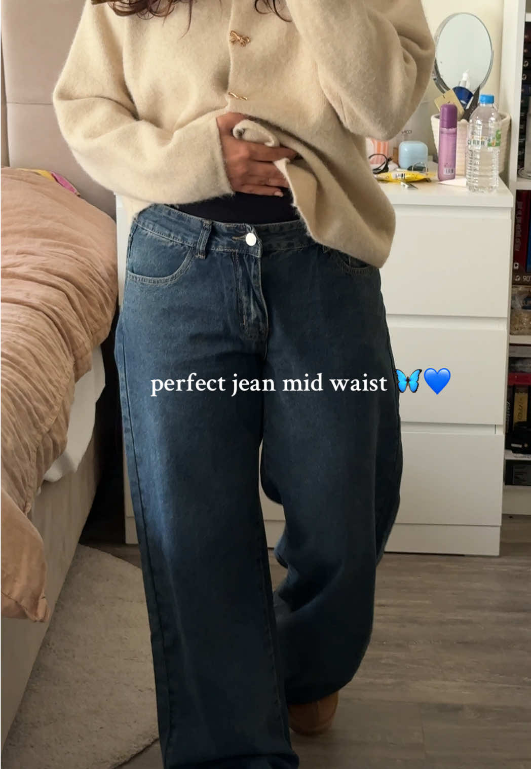 perfect jean mid waist 🦋💙 #jean #tiktokshop #fyp #pantalon 