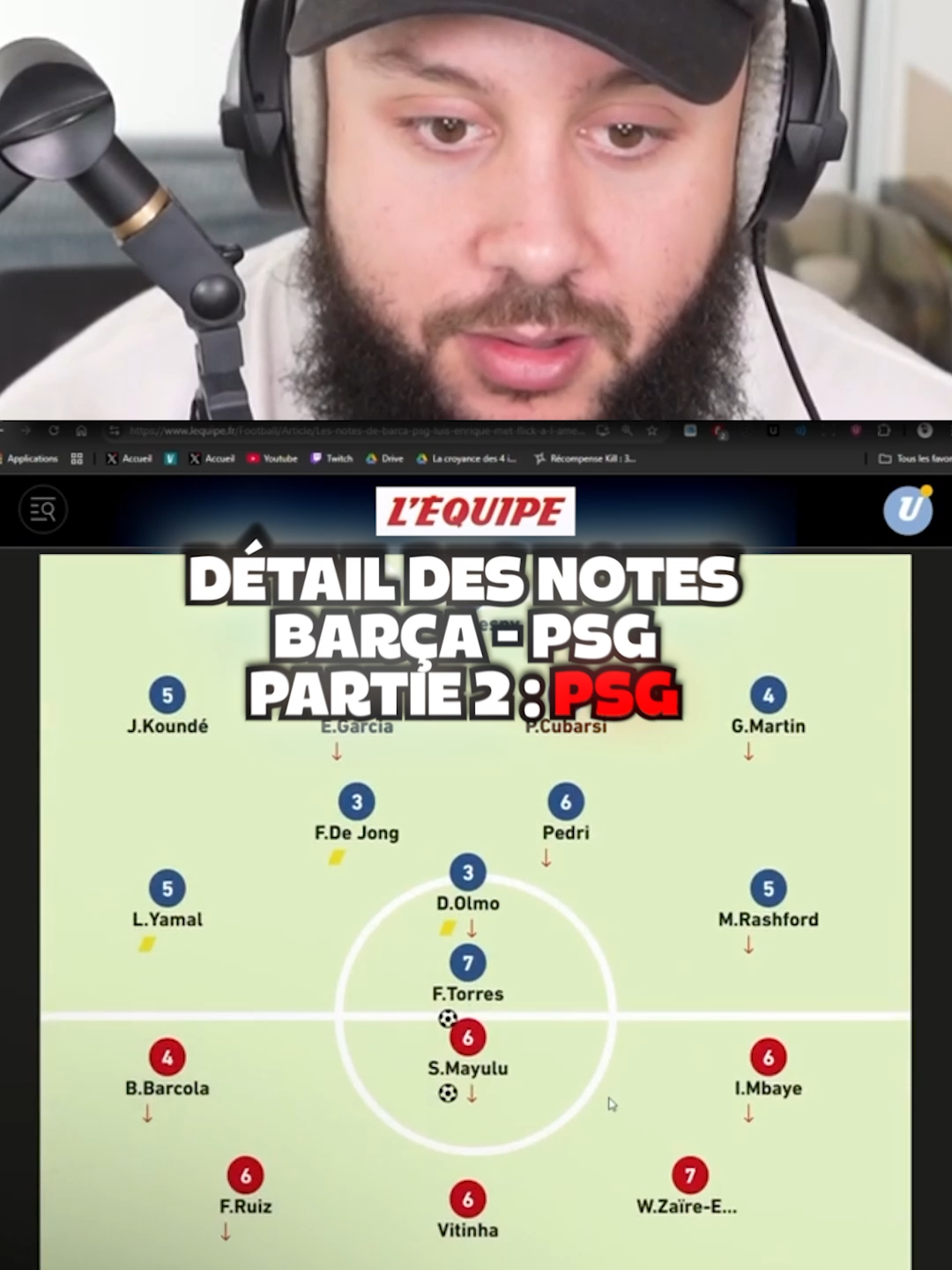 Détail des notes Barça - PSG             Partie 2 : psg #zacknani #foot