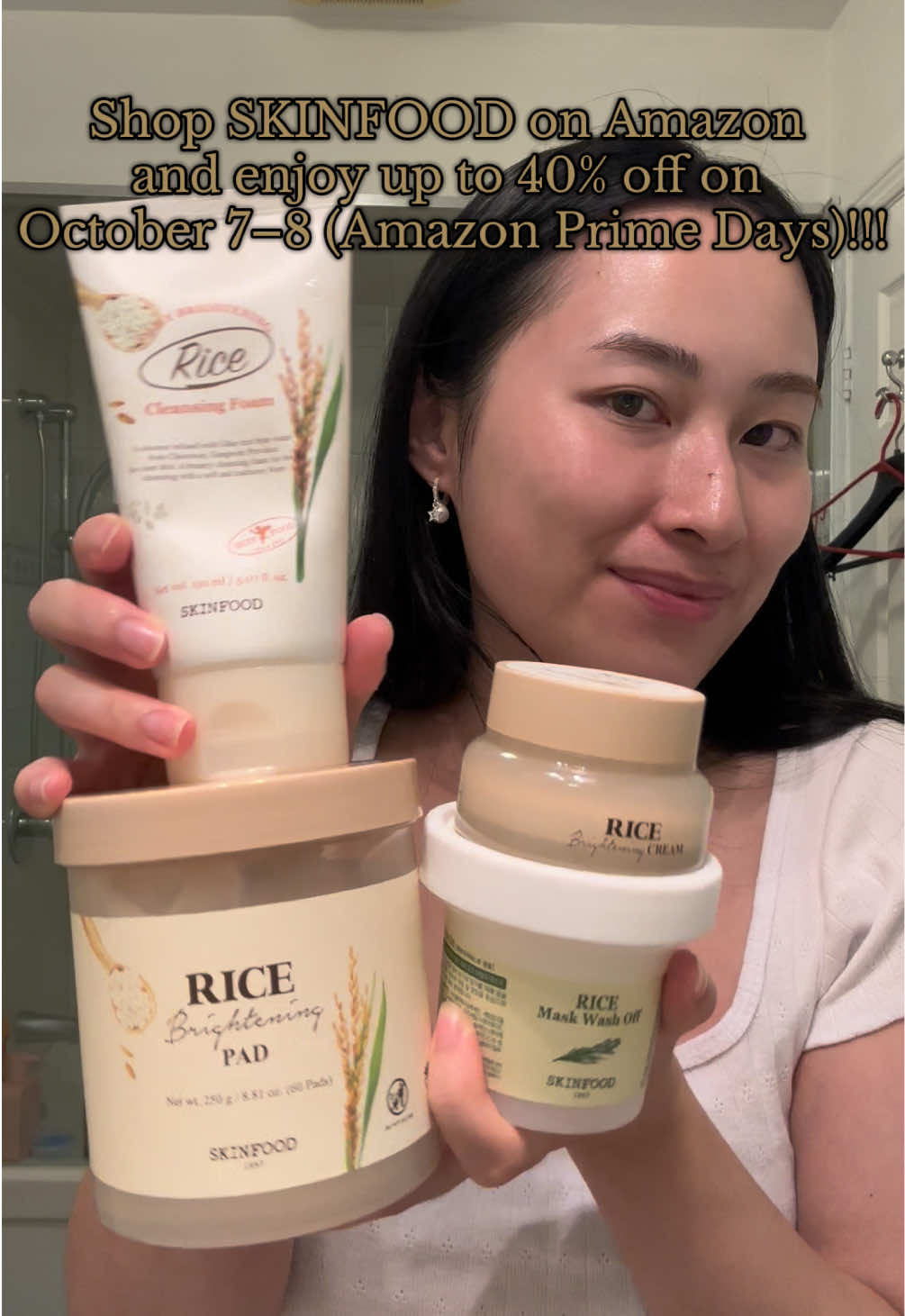 @skinfood_global  🍚 Rice daily brightening cleansing foam  🍚 Rice mask wash off  🍚 Rice brightening pad   🍚 Rice brightening cream  Shop SKINFOOD on Amazon and enjoy up to 40% off on  October 7–8 (Amazon Prime Days)!!!  #skinfood #riceskincare #glassskin #brightening #kbeauty 