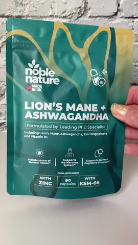 @NobleNature #noblenature #supplement #wellbeing  #noblenaturesupplement              **🌿Noble Nature Lion's Mane + Ashwagandha with KSM-66 is an excellent supplement that has positively contributed to my well-being. Since I started using it, I've noticed that I feel calmer and more focused. Additionally, my sleep quality has improved. Overall, I'm feeling much better than before, and I can do better in my daily tasks.  The high-quality ingredients, including Ashwagandha, Zinc, Lion's Mane, and Vitamin B1, make this supplement a perfect choice for my daily routine. I take 2 capsules each day ( recommending daily dose is 1-2 capsules). I highly recommend giving it a try!