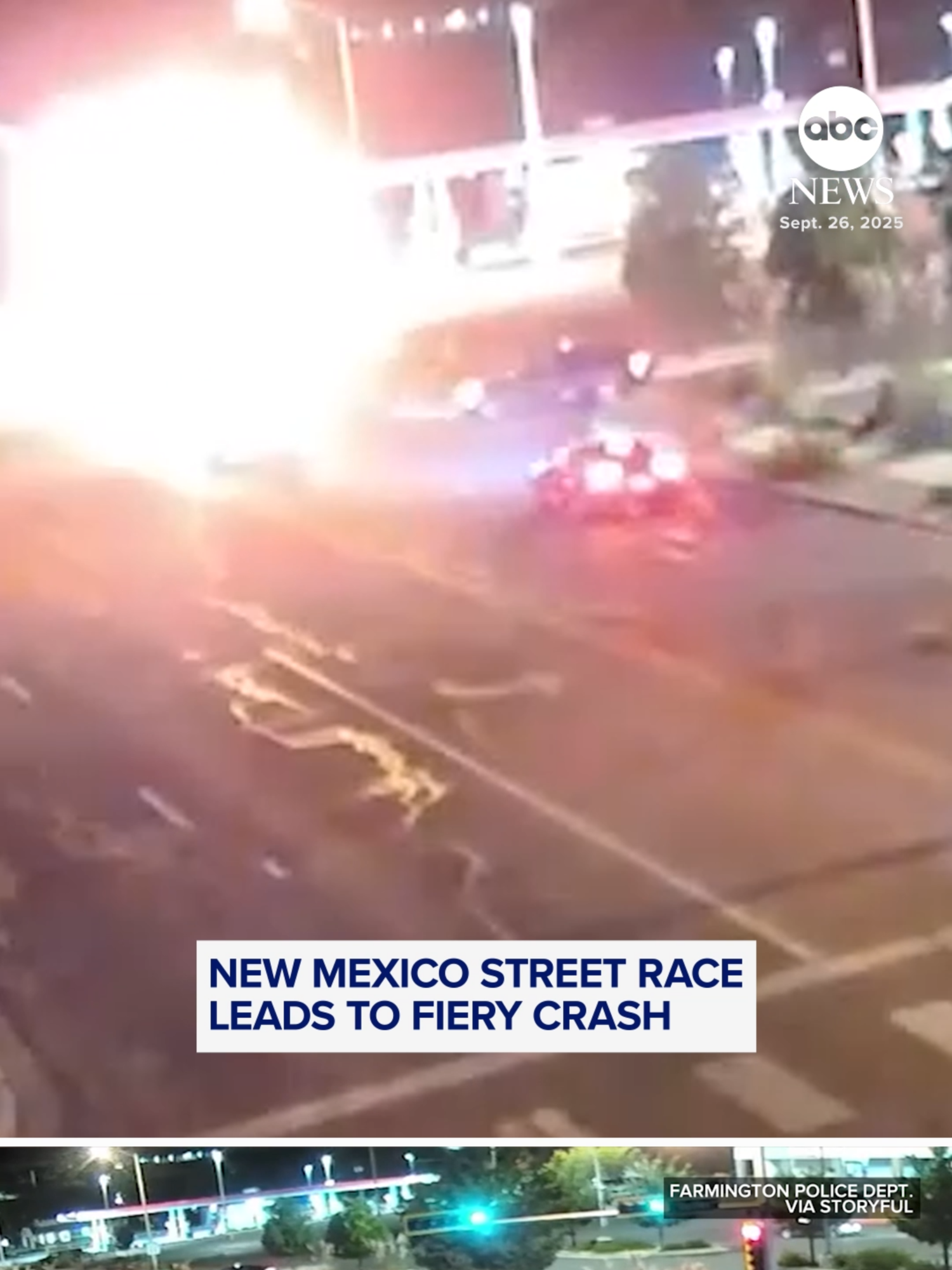 Police in New Mexico say an illegal street race led to a fiery crash that left two men injured. Both men are now recovering in a hospital and facing charges. #crime #racing #newmexico #news #abcnews