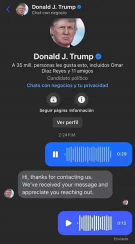 Gracias por contestar señor presidente #makeamericagreatagain🇺🇸❤️ #puertorico🇵🇷 #latinoamericanos #pfknr🇵🇷 #venezuela🇻🇪 