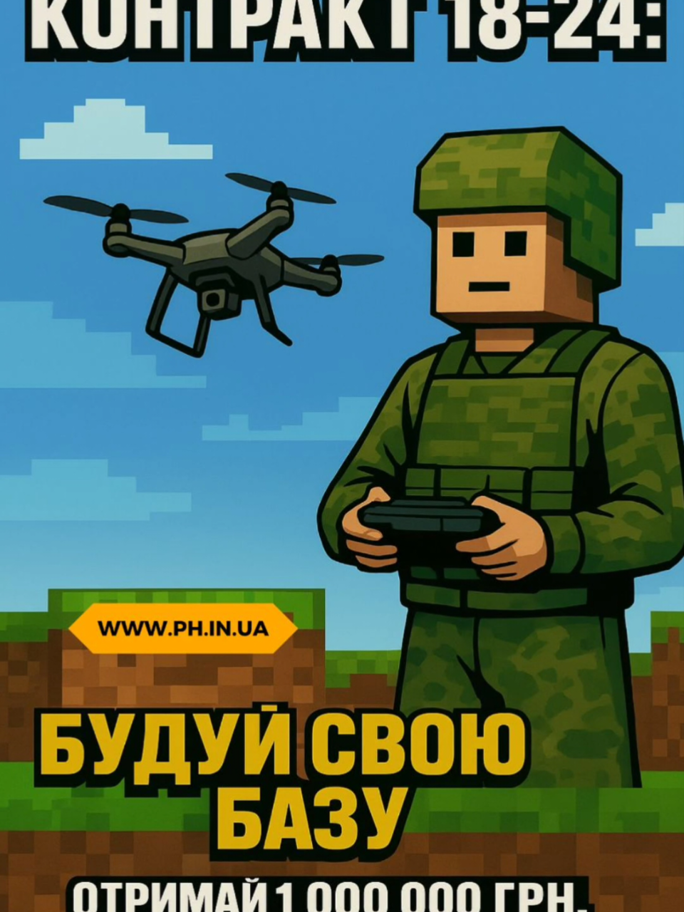 🧱 Побудуй свою кар’єру блок за блоком разом із Державною Прикордонною Службою України у підрозділі «Караюча Тінь». Тут ти отримаєш: ⚔️ роль в елітному підрозділі; 💰 ресурси (гідна зарплата), 🛡 захист (соцгарантії), 📈 нові рівні (кар’єра), ⚒  унікальні навички роботи з дронами й технікою). 📌 Проєкт #контракт18_24  — 2 роки. За цей час ти не лише «збереш ресурси», а й станеш частиною команди, яка будує безпеку країни. 👉 Приєднуйся — www.ph.in.ua