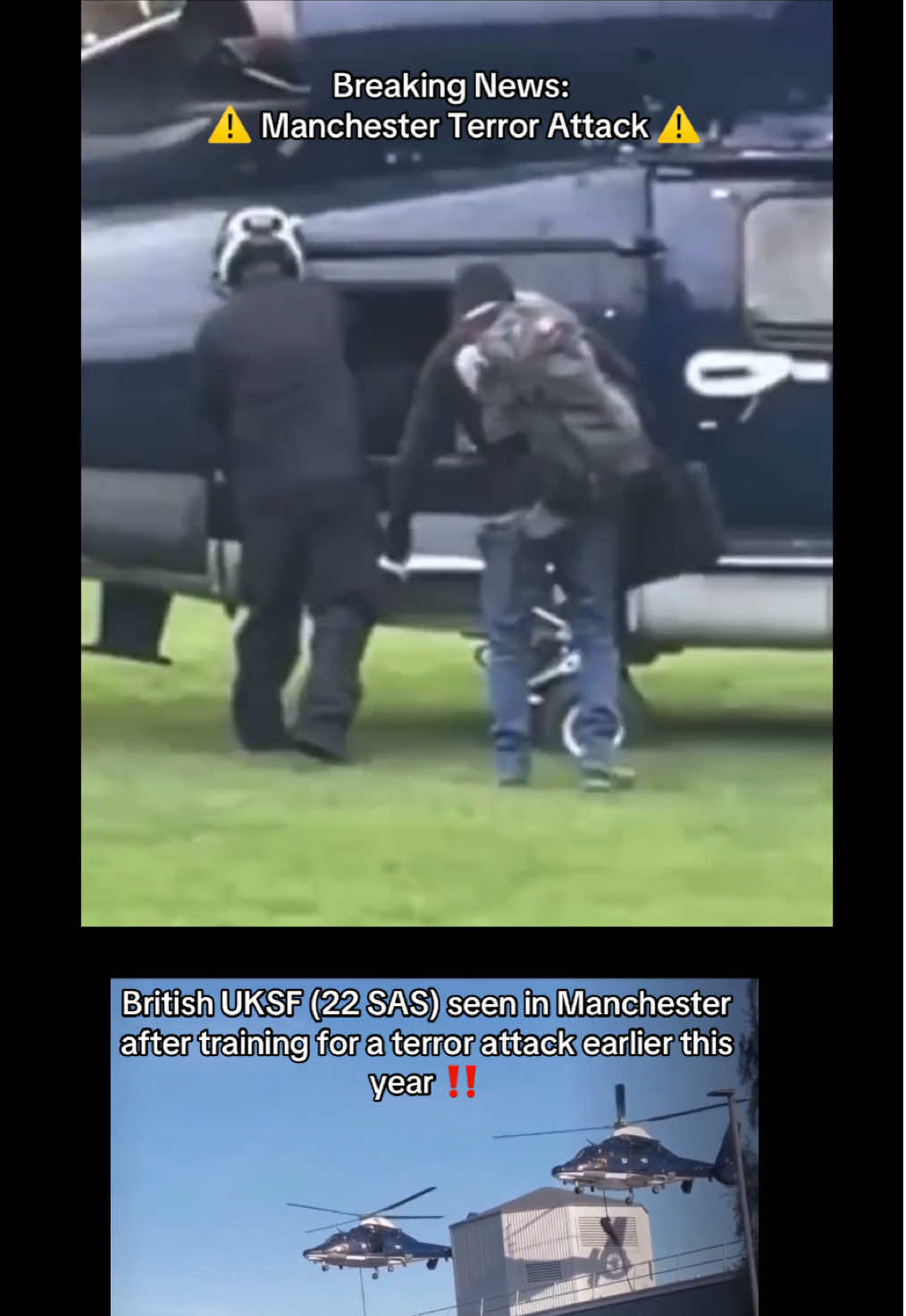Breaking News: Manchester update ⚠️ Can you believe the SAS Blue thunder Helicopters where seen training in Manchester around a Tesco superstore only 5 months ago. And then we have this incident?! #majorincident #manchester #SAS #skynews #fyp 