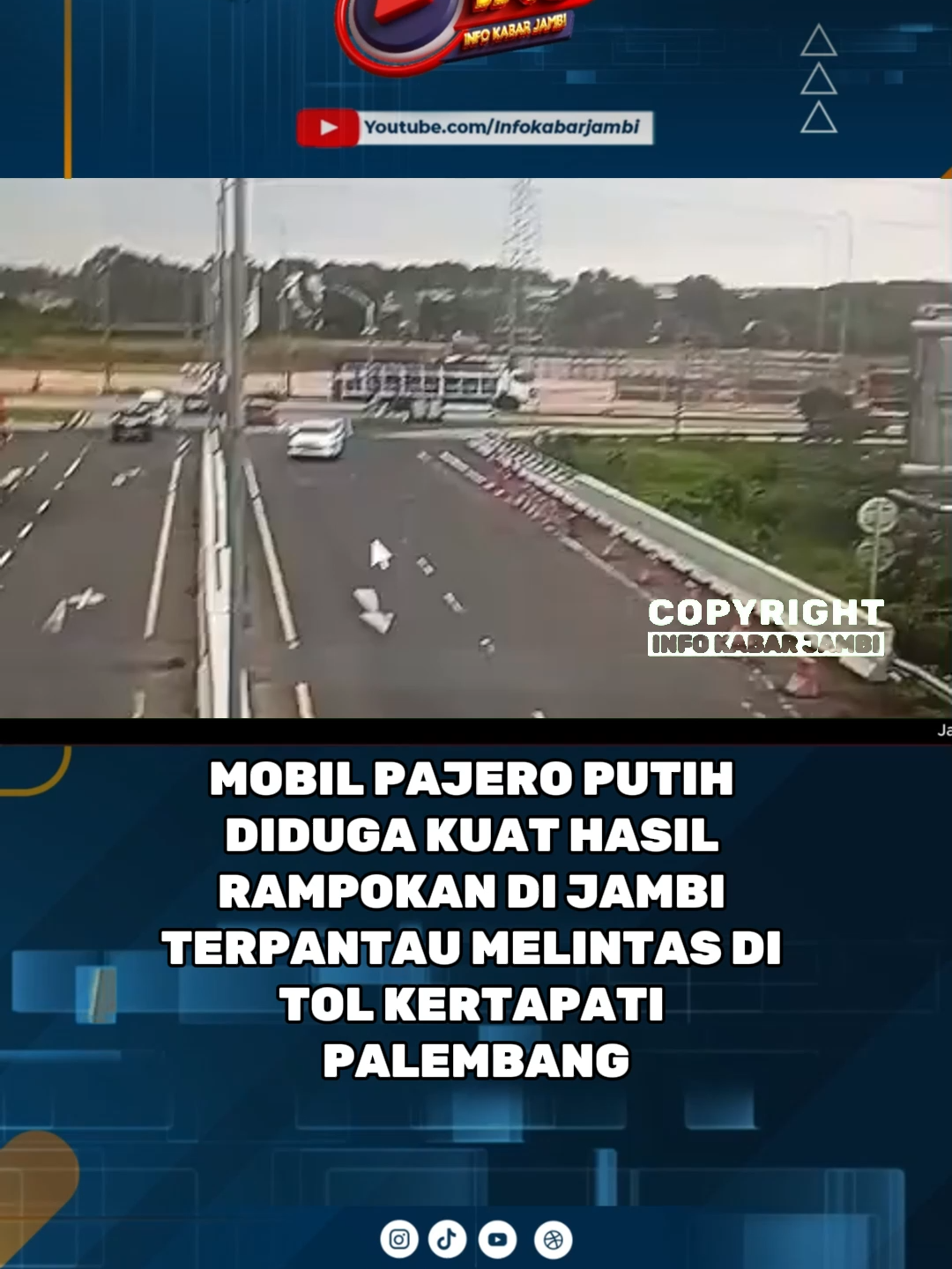 MOBIL PAJERO PUTIH DIDUGA KUAT HASIL RAMPOKAN DI JAMBI TERPANTAU MELINTAS DI TOL KERTAPATI PALEMBANG