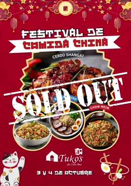 🚨 ¡Atención foodies! 🚨 El viernes ya está SOLD OUT en el Festival de Comida China 🥢🐉 👉 Pero todavía puedes reservar para el sábado. ¡Corre antes que se agoten! 🍜✨ #FestivalComidaChina #SoldOut #ReservaYa