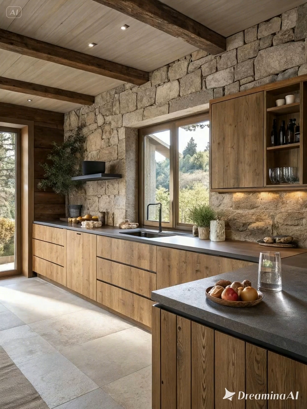 Rustic charm meets modern elegance 🤎 Would you cook here? #RusticKitchen #WoodAndStone #KitchenDesign #CozyHome #FarmhouseStyle #ModernRustic #KitchenInspo #InteriorDesignGoals #fyp #viral #homedesign #dreamkitchen #interiorinspo #kitchentrends #luxuryliving #kitchengoals #designinspo