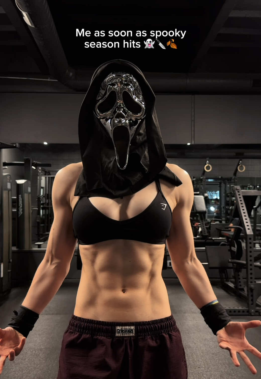 You better run ✨🫦 Wearing @Gymshark | “SAB” #ghostfacemask #masktok #halloween #spookyszn #gymgirl 