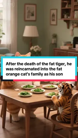After the death of the fat tiger, he was reincarnated into the fat orange cat's family as his son#funny #orangecat #funnyvideos #funnyshorts #point 