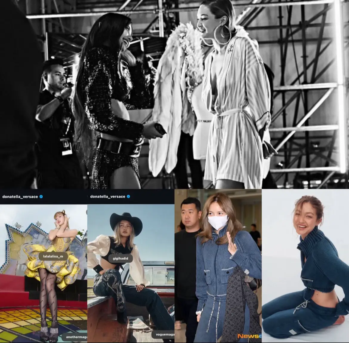 I really like LISA and GIGI's style. They met at the 2024 Victoria's Secret Show. This year, they received compliments from Donatella Versace for wearing the same outfit (albeit on different covers). Most recently, Lisa wore an outfit from Gigi's brand, Guest In Residence.  Gigi Hadid reposted story update: “lalalalisa_m perfect !!!! guestinresidence” #LISA #LALISA #GIGIHADID #LISAxLouisVuitton #LLOUD 