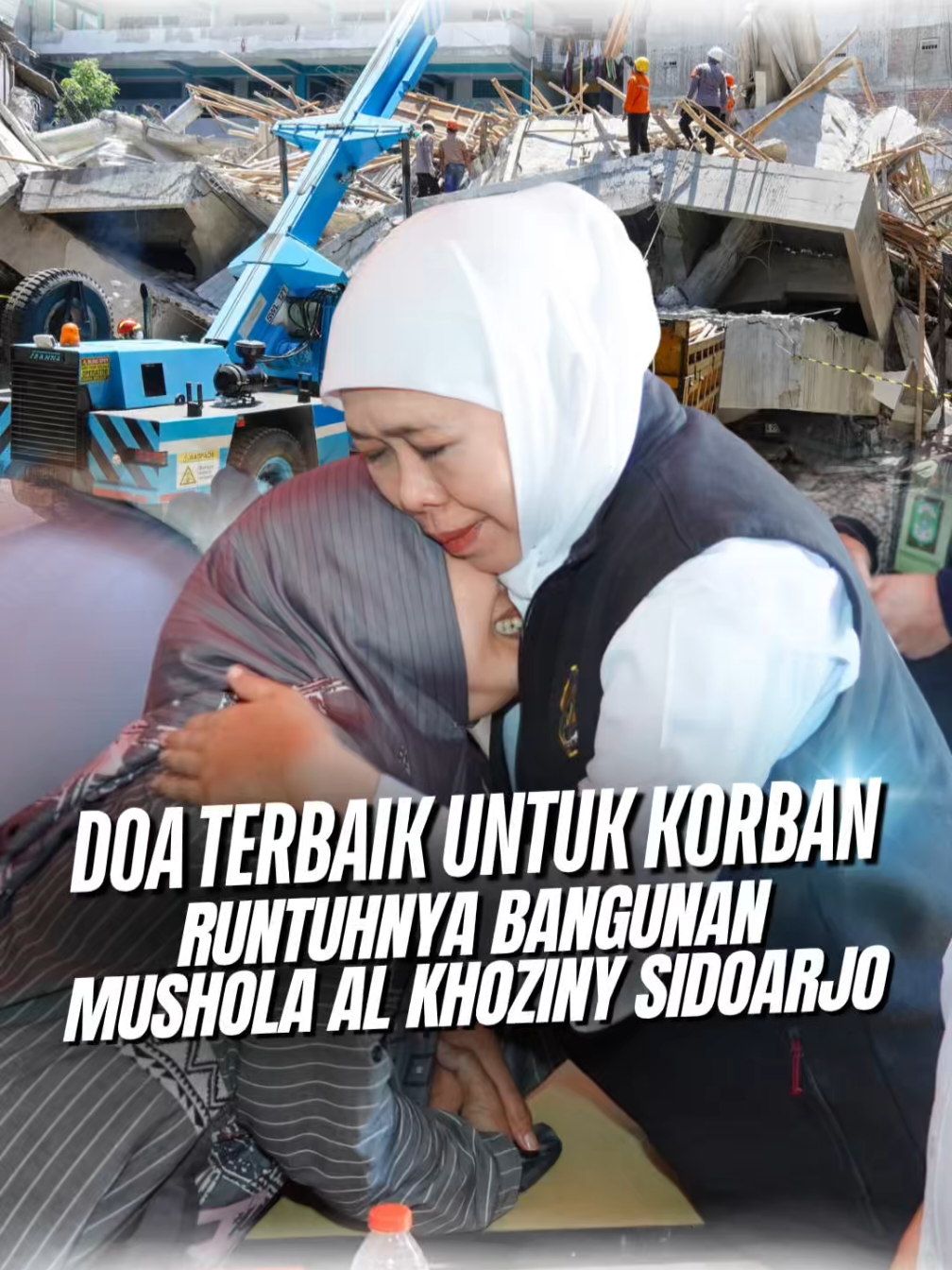 Tim Basarnas telah dua kali melakukan masa hening, tadi malam dan tadi pagi , hasilnya tidak ditemukan tanda kehidupan, maka Kaban BNPB Letjend. TNI Suharyanto didampingi Menko PMK Prof. Pratikno, tim Basarnas  serta wakil  pimpinan pesantren  dan kami dari Pemprov Jatim menyampaikan kepada semua  wali santri untuk mendapatkan persetujuan secara mufakat bulat bahwa proses pengangkatan puing bisa dimulai. Akhirnya setelah dhuhur proses pengangkatan puing dilakukan dengan crane dengan penuh kehati hatian dan dengan pengawasan tim ahli teknik sipil dari ITS dan secara operasional dikordinasikan Dandim Sidoarjo. Kembali mohon do'a semuanya agar berjalan lancar. 