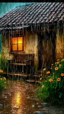 #chuva #refugio #pazinterior #momentosimples #casinha   **Janela iluminada na tempestade**   A chuva escorre pesada do telhado antigo, refletindo no chão encharcado, enquanto a luz da janela aquece o coração em meio à tempestade.