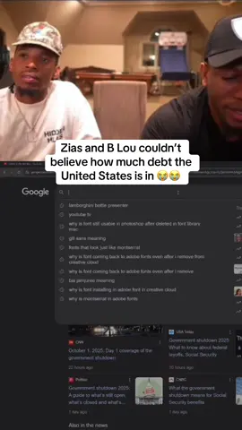 Zias and B Lou couldn’t believe how much debt the United States is in 😭😭#fyp #viral #zias #blou 