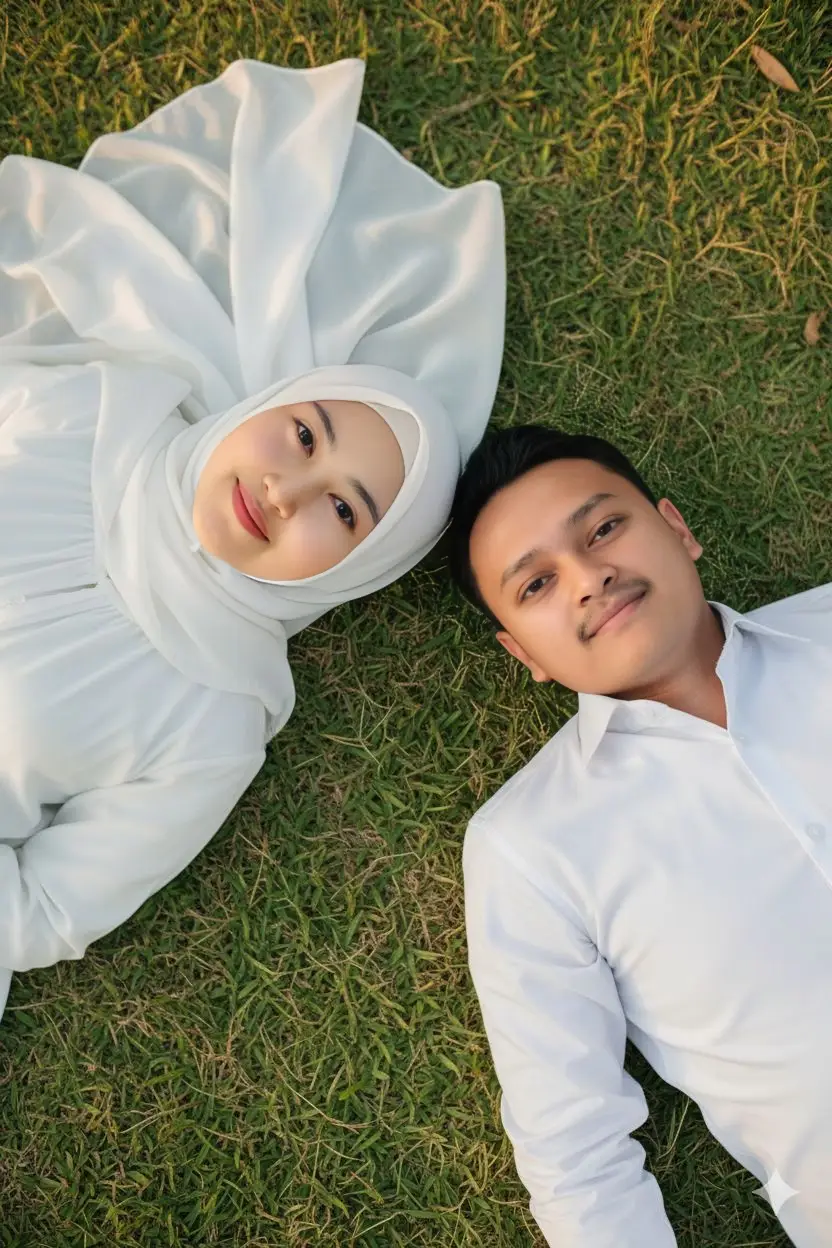 salin text prompt  prewed gemini ai Buat foto close up wajah pasangan kekasih indonesia tanpa merubah wajah foto kita. Mereka sedang tidurandi taman rumput yang hijau sambil melihat ke kamera dengan tiupan angin yang menciptakan suasana syahdu.Pengambilan foto dari atas. Pencahayaan alami di sore hari. #prewe  #prewedding  #preweddingshoot  #gemini  #fyppppppppppppppppppppppp 