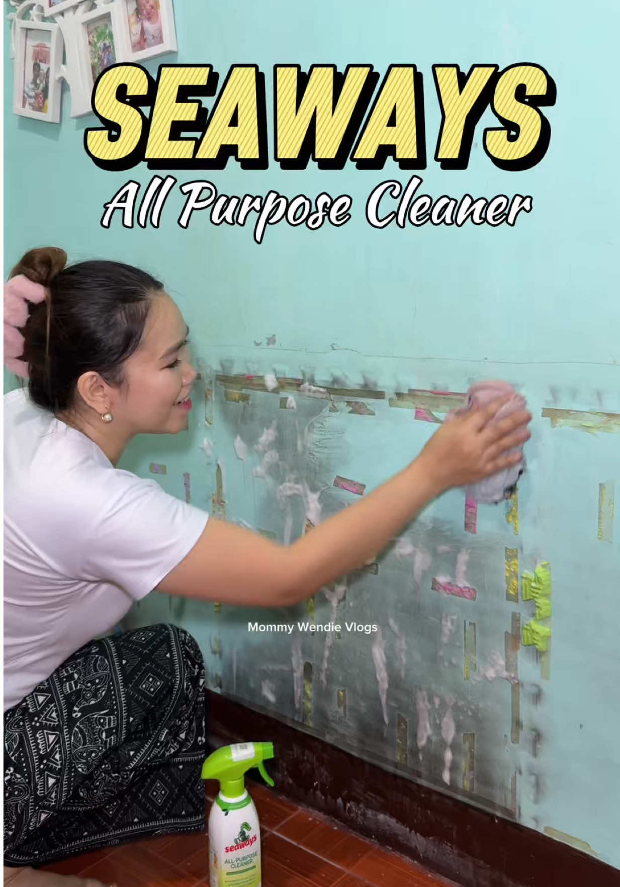 Napa wow ako sa biglaang linis ng dingding namin! Grabe! 😱#mommywendievlogs #seaways #allpurposecleaner 