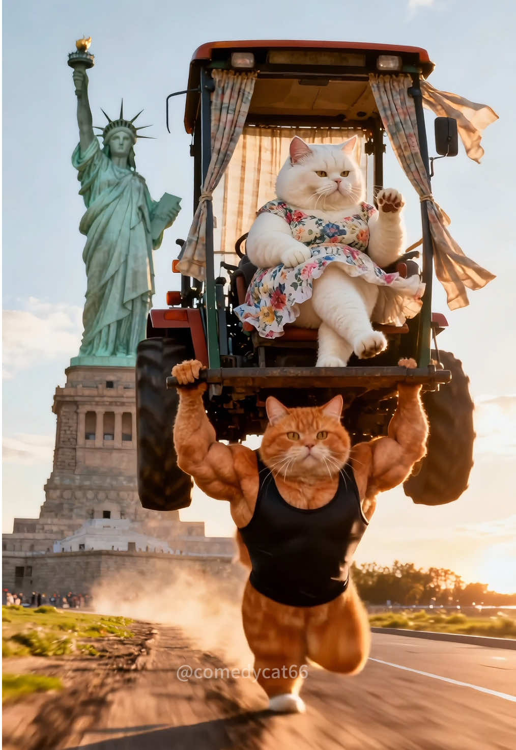 The cat’s romantic little vacation trip.#cat #aicat #orangecat #usa🇺🇸 
