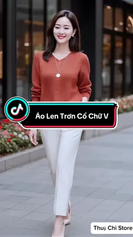 Áo Len Trơn Cổ Chữ V. #aolennu #thoitrangnu #xuhuong #viral #thinhhanh 