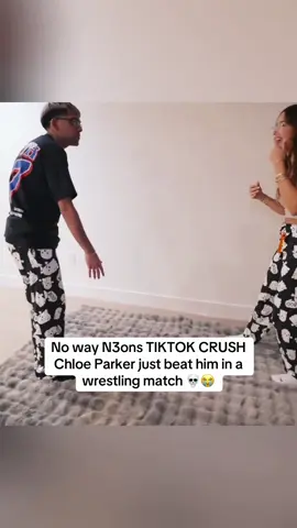 No way N3ons TIKTOK CRUSH Chloe Parker just beat him in a wrestling match 💀😭 #n3on #fyp 