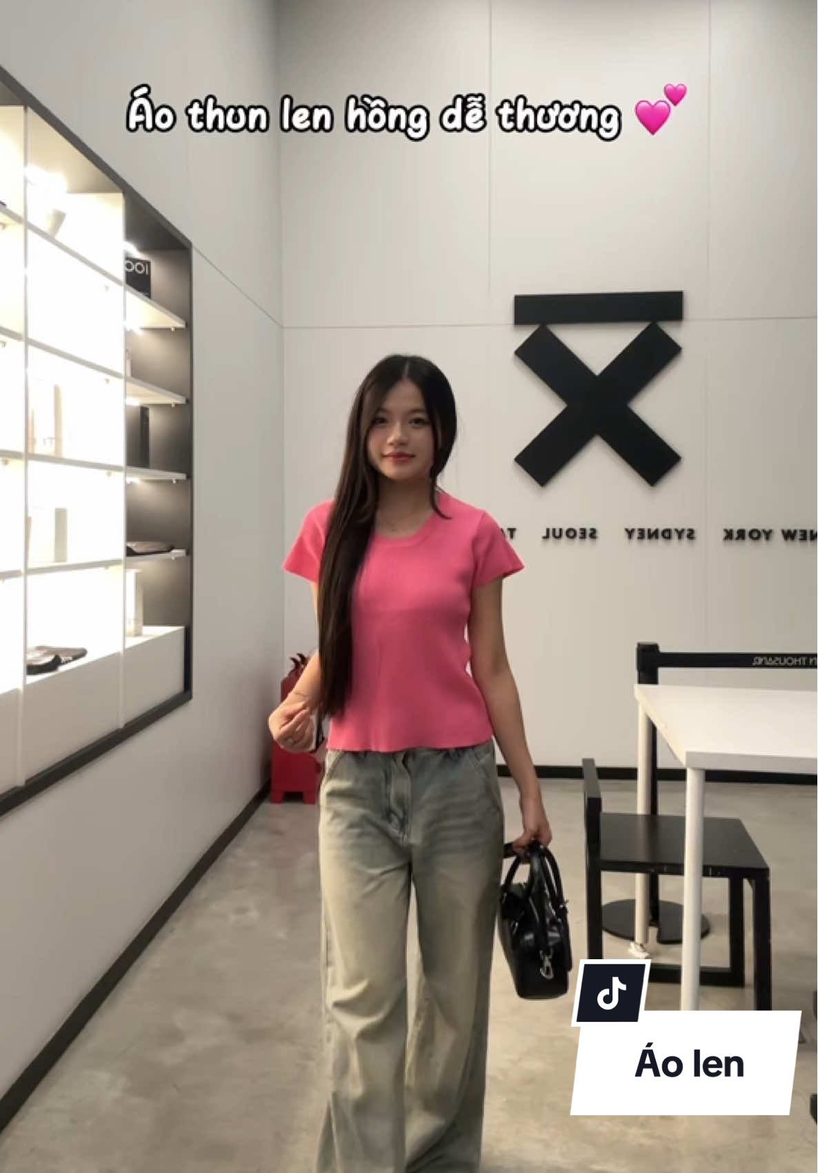 Áo thun dệt kim màu hồng dễ thưn #linhlipreview #aothun 
