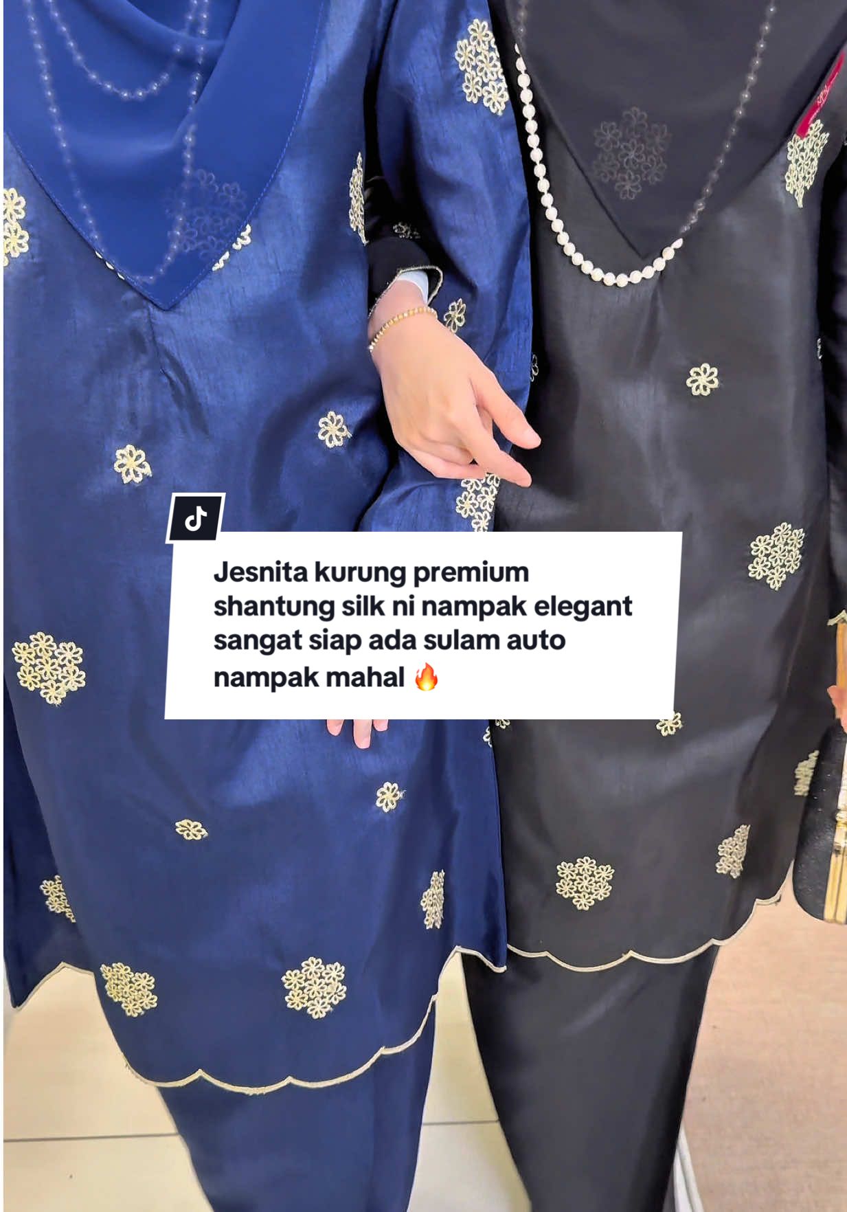 Jesnita kurung premium shantung silk ni nampak elegant sangat siap ada sulam auto nampak mahal bila pakai 😍✨ Jom masuk live launching esok Sabtu jam 9pagi 📍 #nfhboutiquegallery #kurung #kurungcantik #kurungviral #bajuwanita 