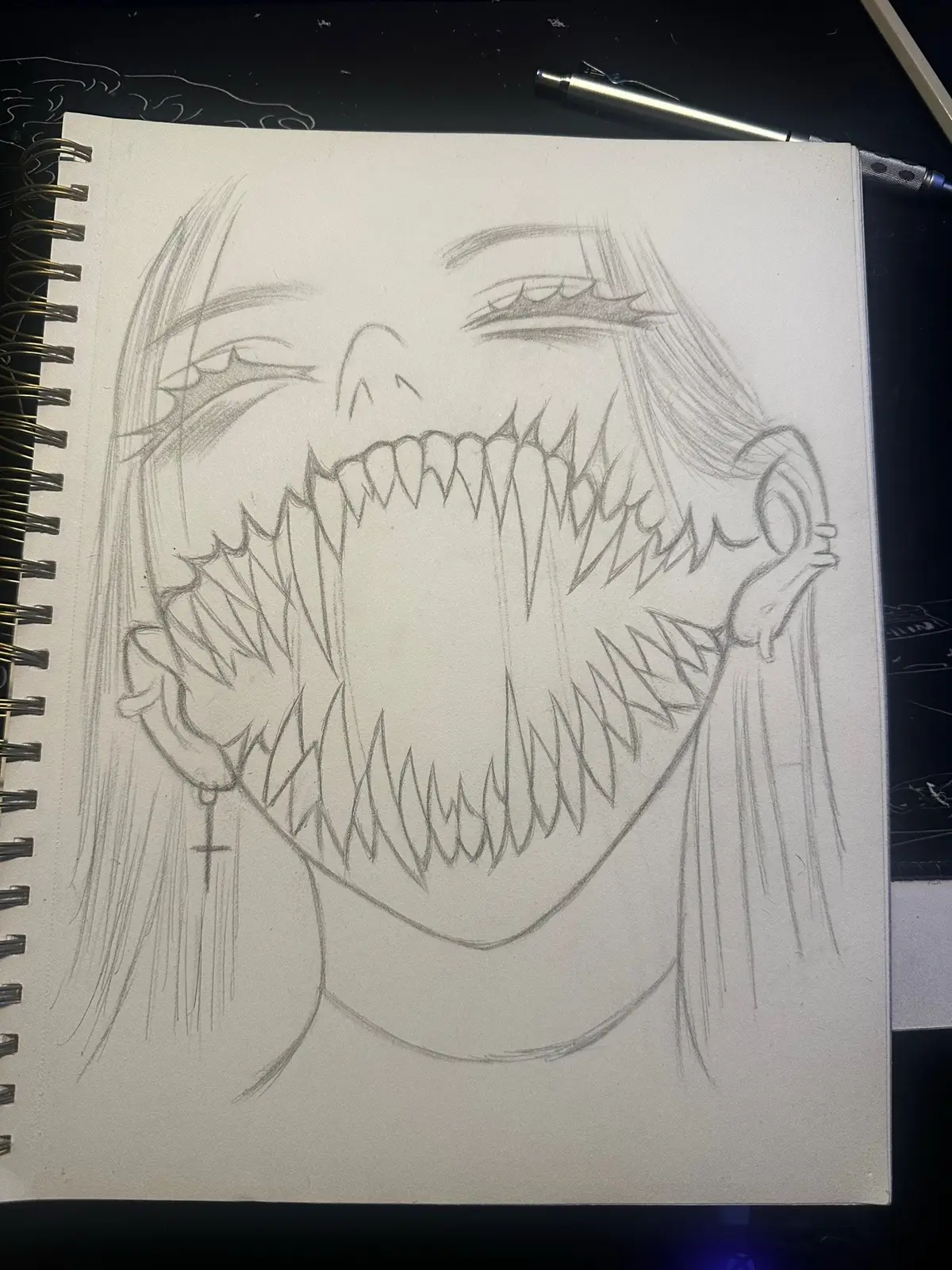 Its been a while but i hope yall enjoy this sketch. Another creep sketch. #fyp #art #creepy #sketch #drawing 