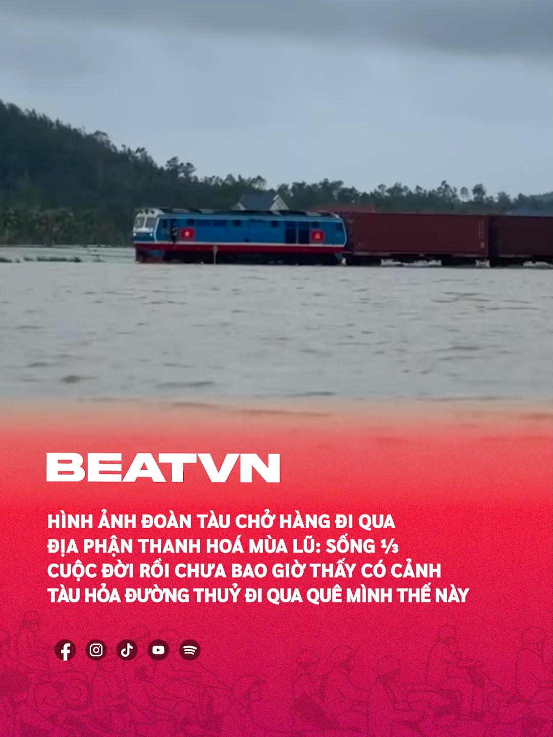 Hình ảnh tàu hoả đi qua khu vực ngập nước lũ #beatnetwork #beatvn #tauhoa #ngaplut #thanhoa