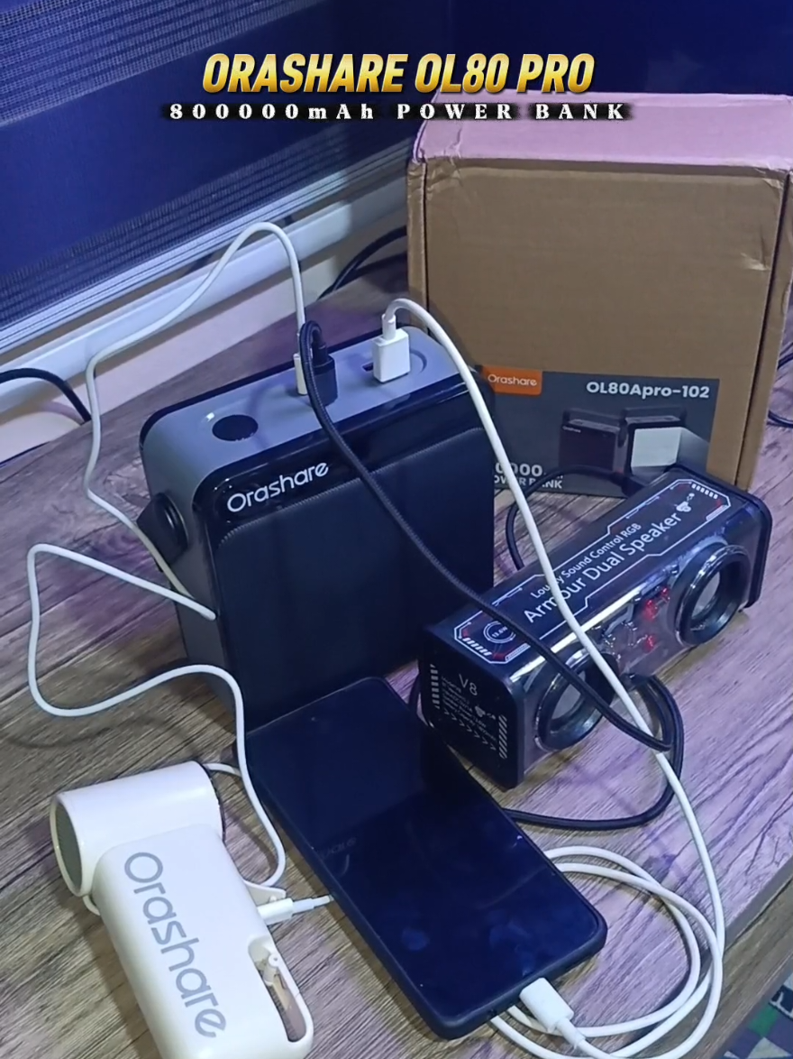 Orashare OL80 PRO 80000mAh Power Bank Heavy Duty 22.5W & 65W Fast Charging 4 Ports With Digital LED Display & LED Flashlight. Perfect For Outdoor/Emergency Use🔥 #orashare #powerbank #80000mah #fyp #powerstation 