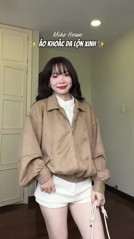 Áo khoác da lộn xinh #outfitideas #OOTD #aokhoacxinh #aokhoacda 
