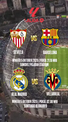 LaLiga jornada 8 sevilla vs barcelona real madrid vs villarreal #laliga #realmadrid #barcelona #villarreal #sevilla 