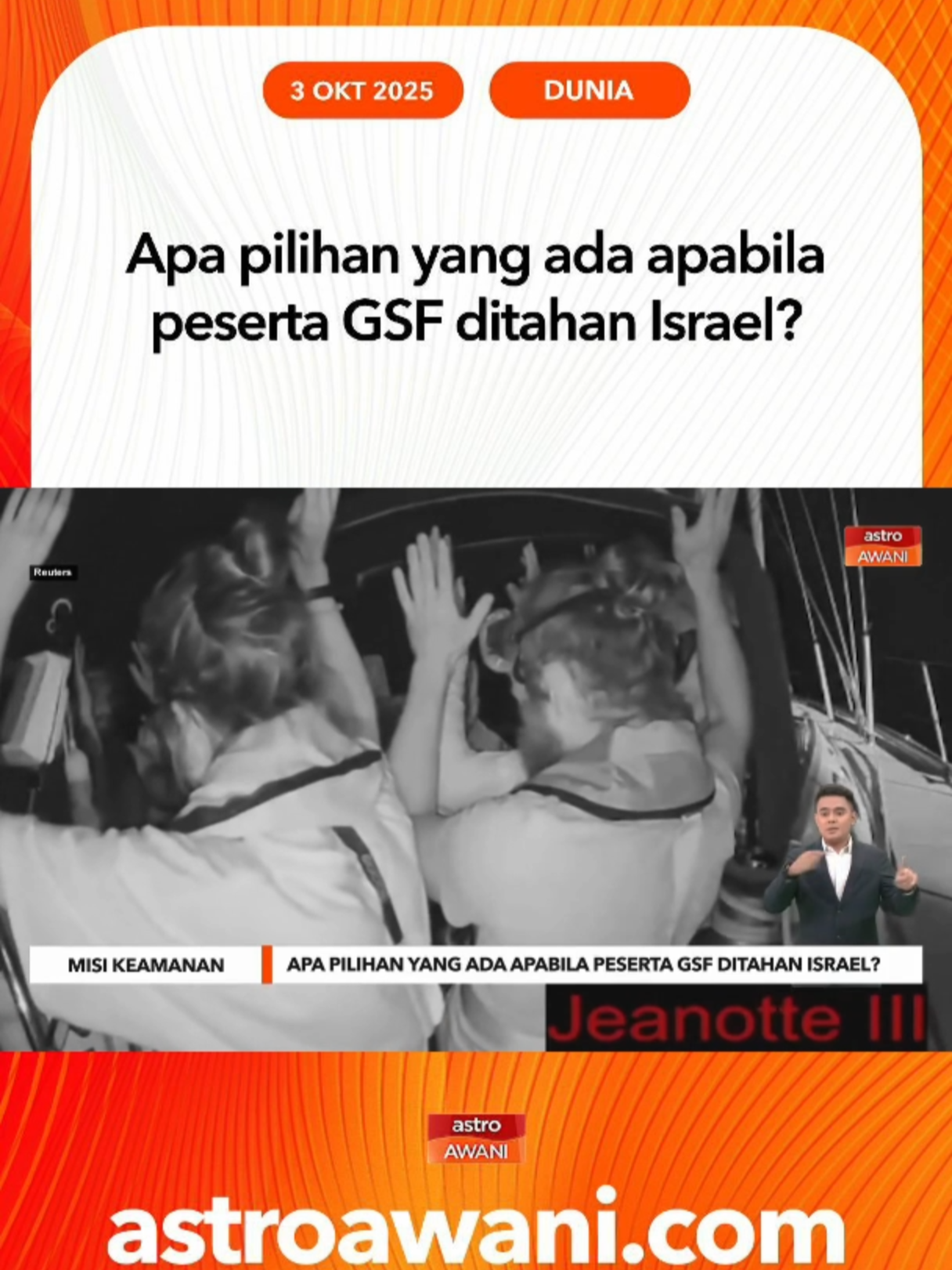 Ahli Pemegang Amanah MyCARE, Dr. Fauziah Hasan menjelaskan dua pilihan yang ada bagi peserta Global Sumud Flotilla (GSF) apabila berada dalam tahanan Israel. #AWANInews