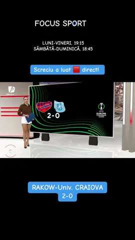 Craiova a început cum nu se poate mai prost aventura în grupa de Conference League. A fost învinsă de Rakow și l-a pierdut pe Screciu. Fundașul a luat 📕 direct!  Rakow-Univ. Craiova 2-0 #primatv #focussport #primasport