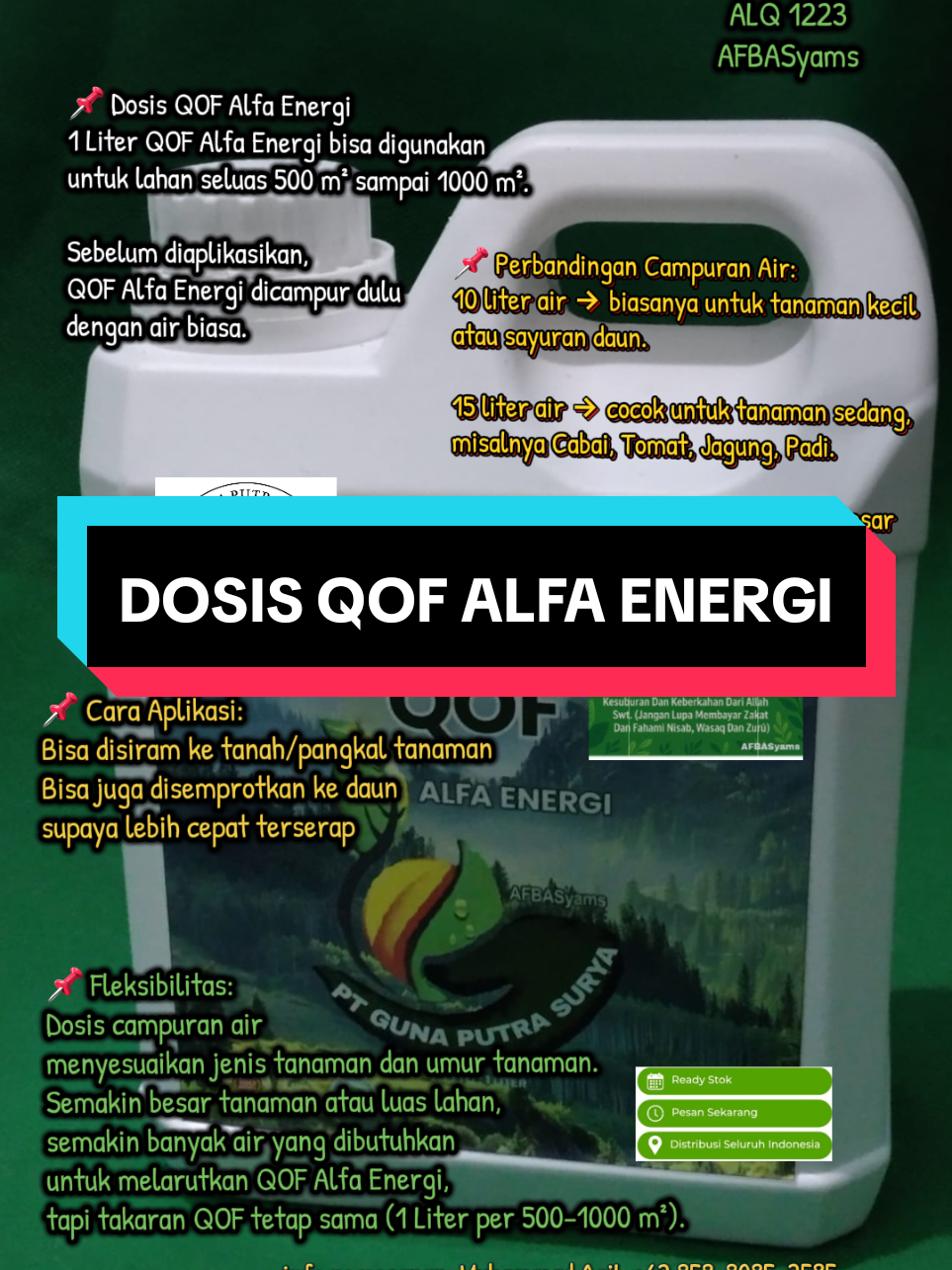 QOF ALFA ENERGI Pupuk Cair untuk semua jenis Tanaman di Tanah Nusantara. #pupuk #Subur #Nusantara #fypシ゚viral #fyp 