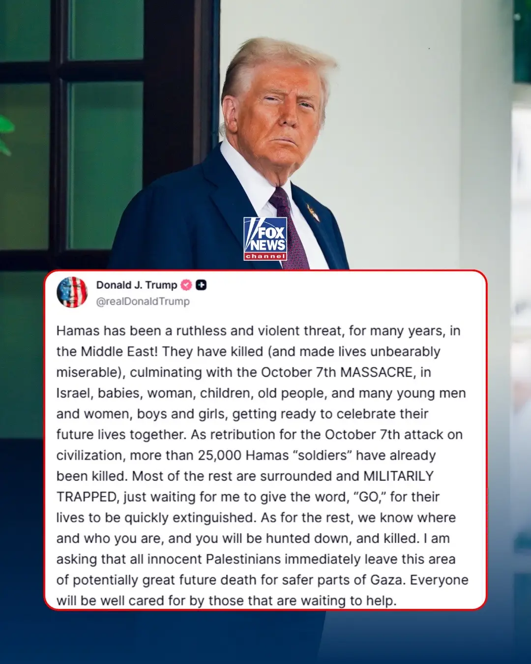 ‘LAST CHANCE’: President Trump gives Hamas until 6 pm Sunday to reach an agreement with Israel and release all hostages—“ALL OF THEM, INCLUDING BODIES OF THOSE THAT ARE DEAD”—or all hell will break loose.